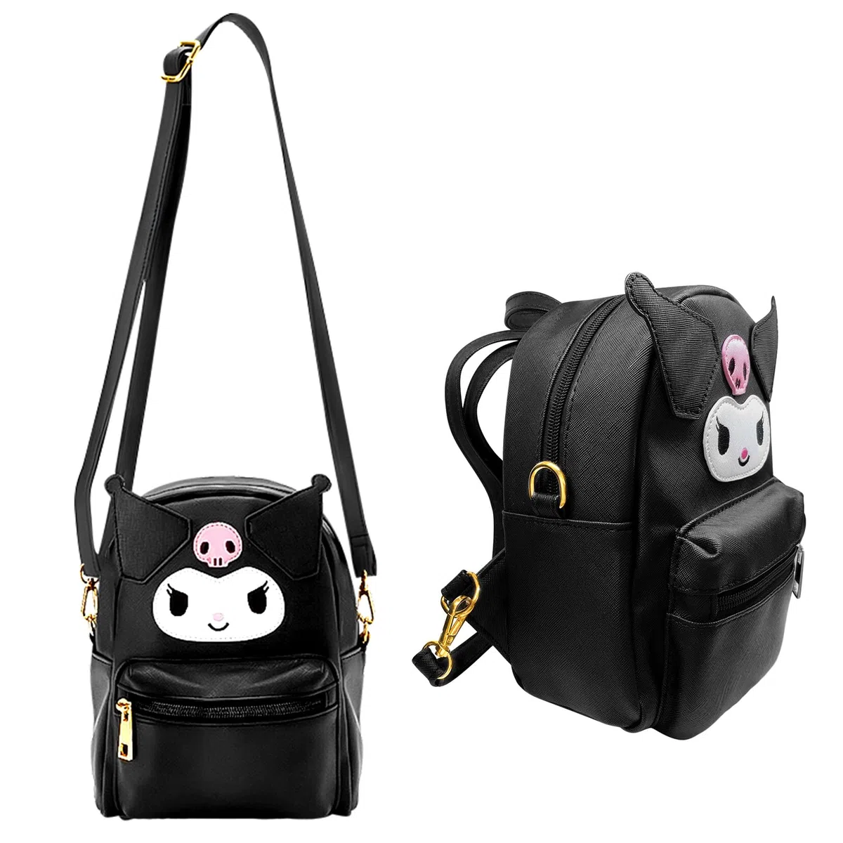 Kuromi Zaino Kawaii Kuromi pelle PU Accessorio per borse plastica My Melody, Sanrio per ragazze con piccola borsa carina Kitty Nero
