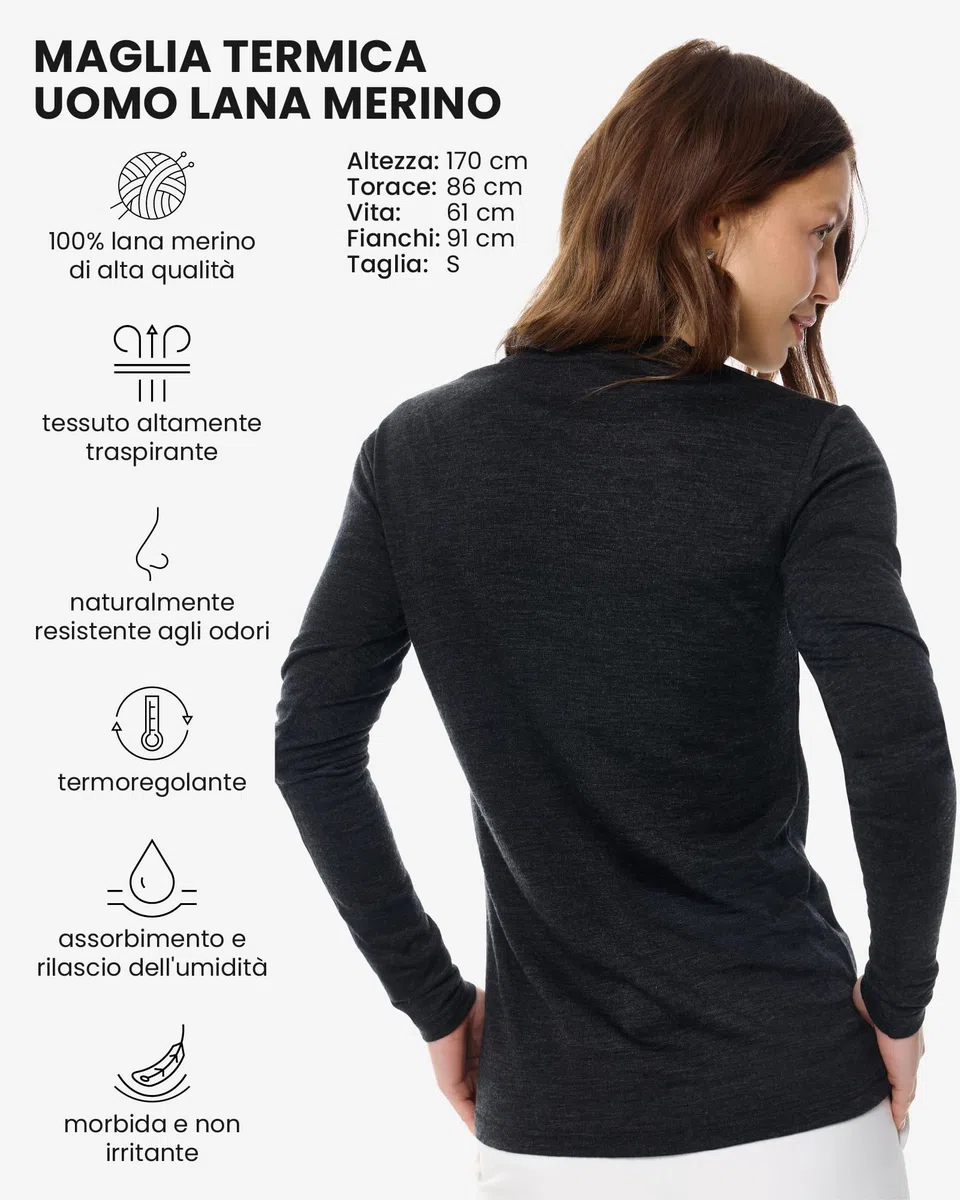 Merino.tech Maglia Donna Termica Merino Wool - 100% Intimo Termico Lana Merino Abbigliamento Trekking