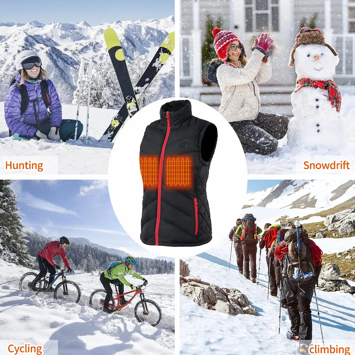 Gilet Riscaldato da Donna con Batteria 10000mAh, Gilet Elettrico Invernale Leggero Slim Fit Ricaricabile USB con Tasche – Ideale per Outdoor, Escursionismo, Sci, Regalo Invernale