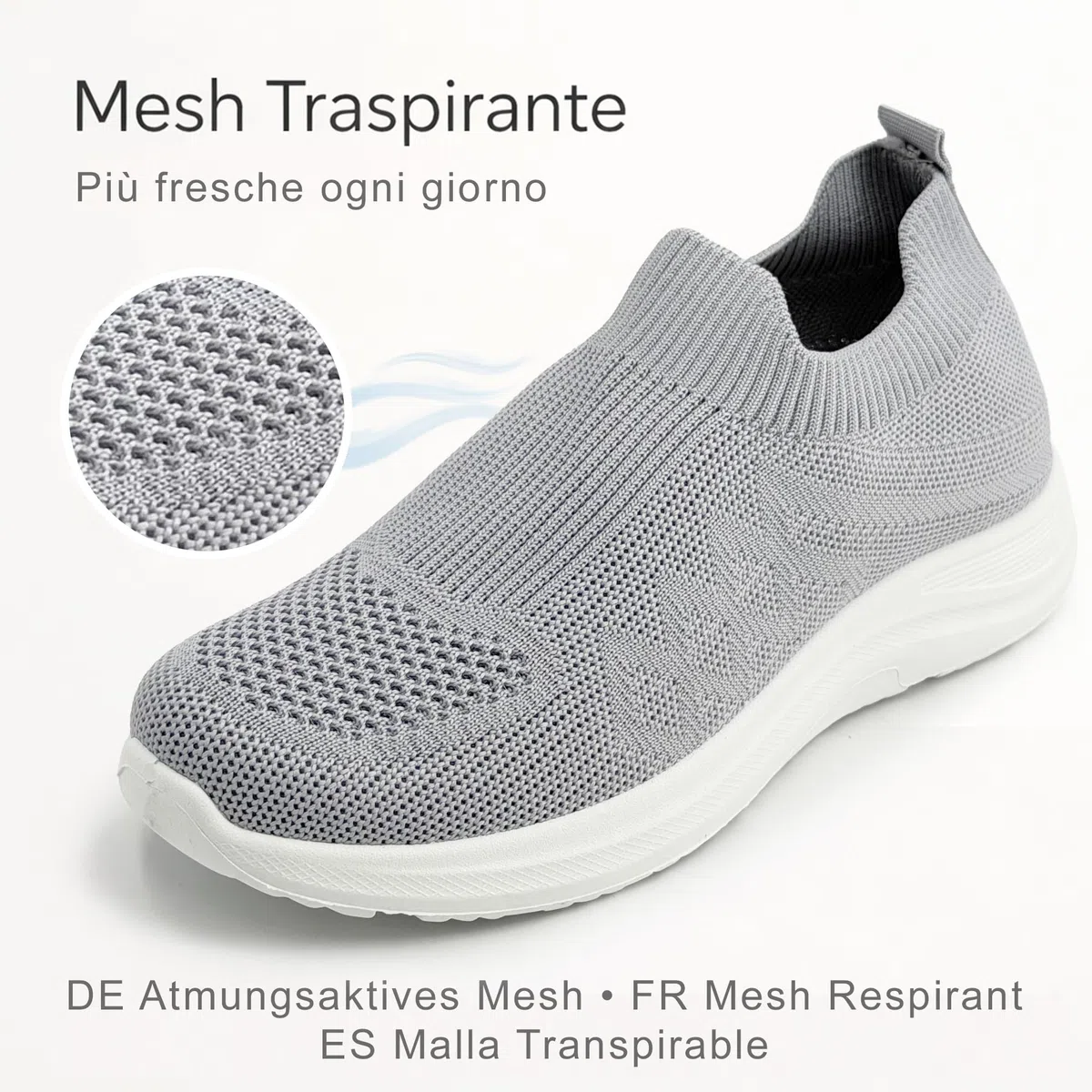 JOMIX Scarpe Slip On Donna Traspiranti in Maglia Elasticizzata Sneakers Casual Senza Lacci per Camminare Tempo Libero Viaggio Lavoro Leggere con Soletta Memoria Morbida Comoda