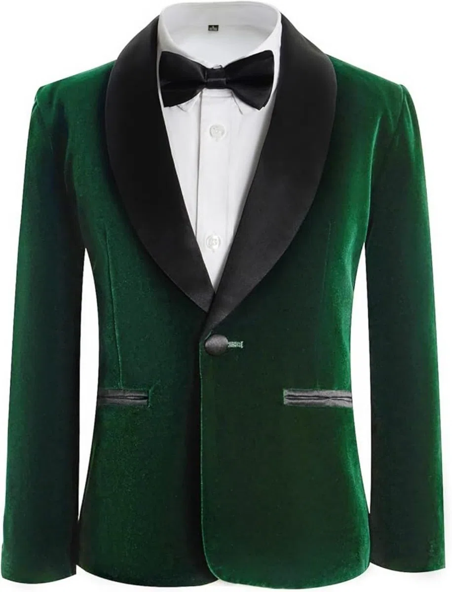 Completo da smoking per ragazzi, 3 pezzi, giacca in pile per bambini, formale, slim fit, in velluto, set per matrimoni, balli di fine anno