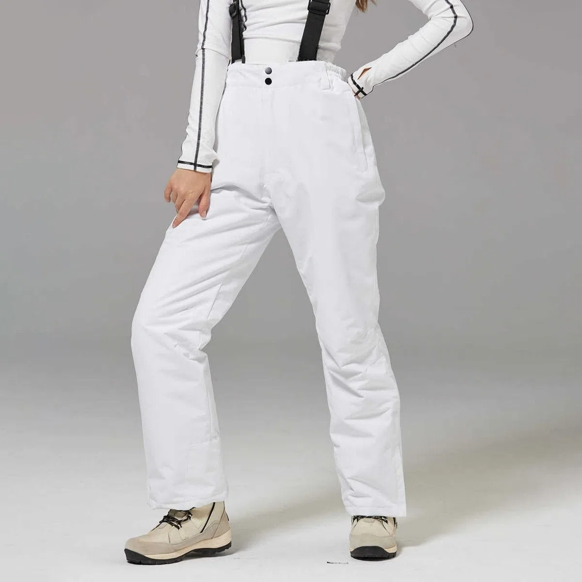Générique Pantaloni da sci da uomo e donna, impermeabili, tuta da neve calda con spalline regolabili, tuta tinta unita, pantaloni da snowboard da uomo, comodi per pattinaggio all'aperto