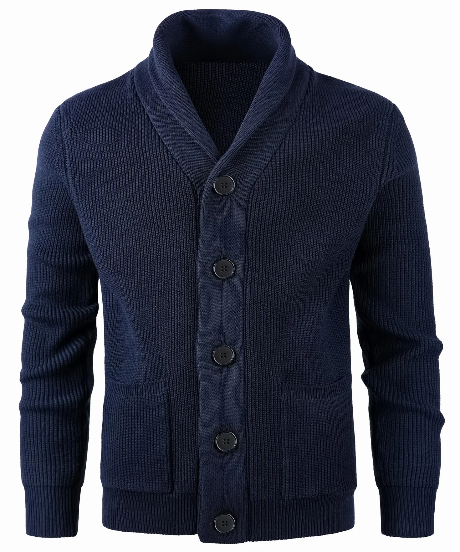 Maglione Cardigan da Uomo con Collo a Scialle Invernale Maglione Felpa di Cotone Giacca in Maglia a Manica Lunga Cardigans con Bottoni e Tasche