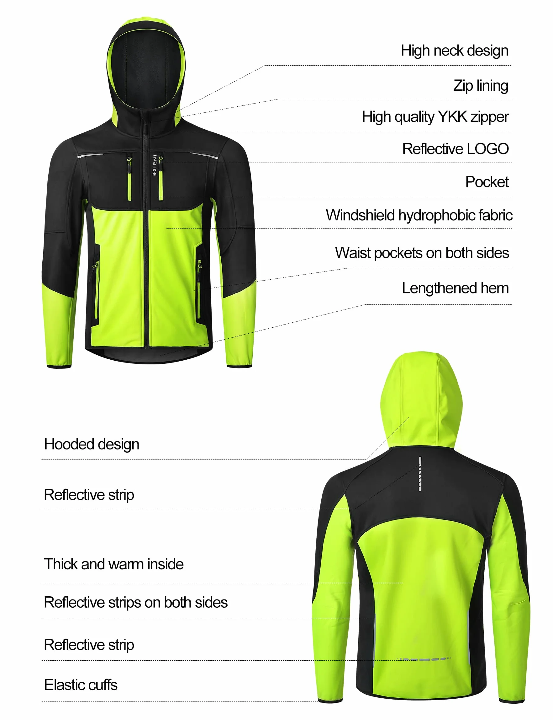 INBIKE Giacca Softshell Uomo Invernale Giacca Ciclismo Uomo Invernale Impermeabile Giacca Trekking Corsa Running Bici Running Bicicletta