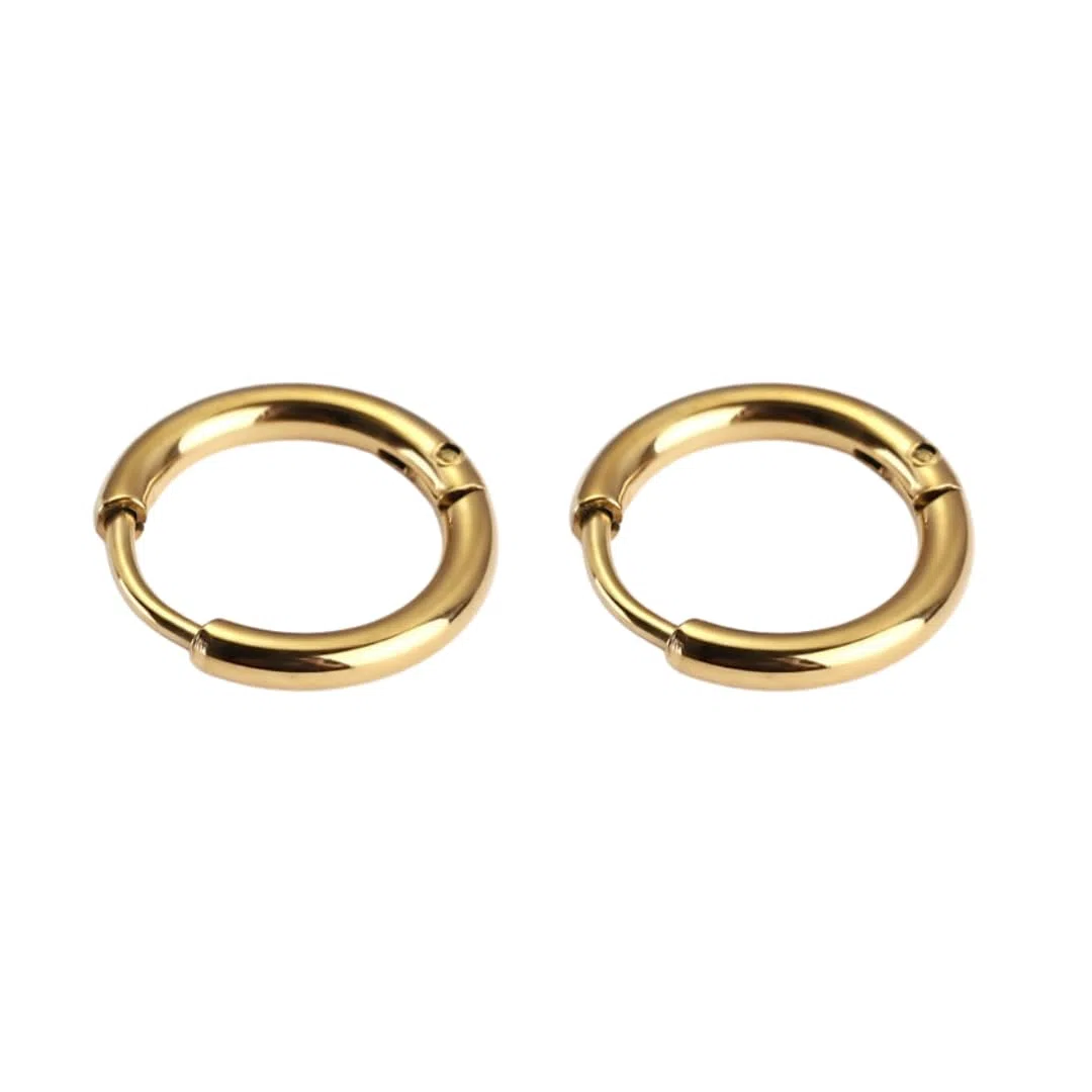 DVRK® 2 Orecchini Uomo Cerchio in Oro 18k o Argento su Base di Acciaio Inossidabile 316L - Orecchini Uomo 15 mm Resistenti all'Acqua e al Sudore - Gioelli - Unisex