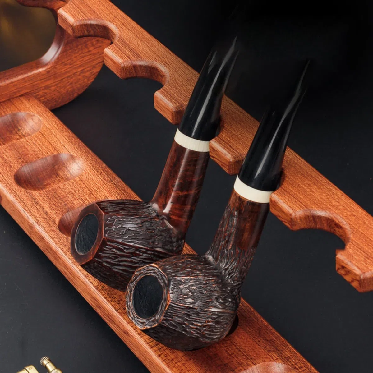 Espositore per Pipa in Legno per Tabacco per 8 Pipe per Tabacco, Supporto per Pipa per Tabacco, Portapipa in Legno Universale, Espositore con Venature del Legno Casa E Ufficio