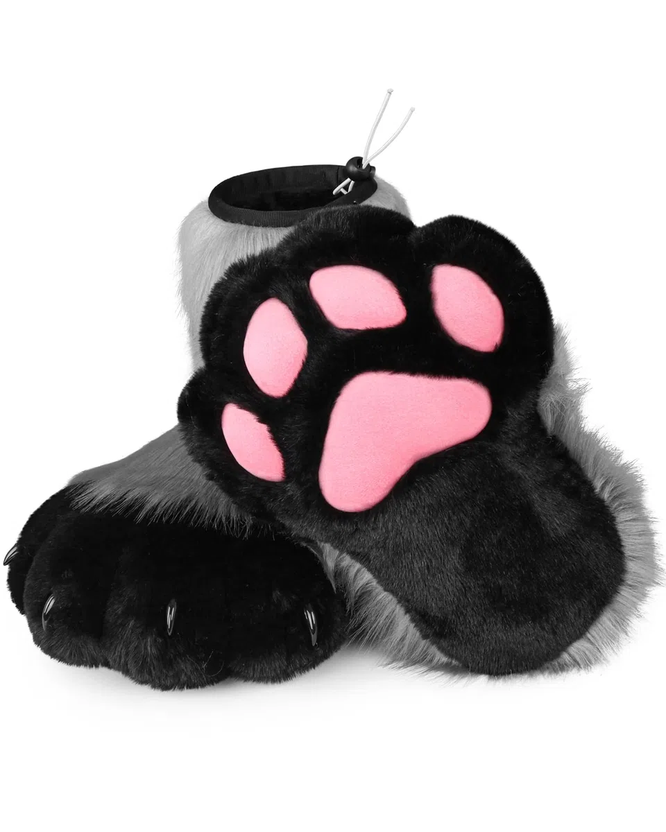 Set di accessori per costume per cosplay, gatto animale, in plastica per fursuit piedi, pantofole per zampe pelose