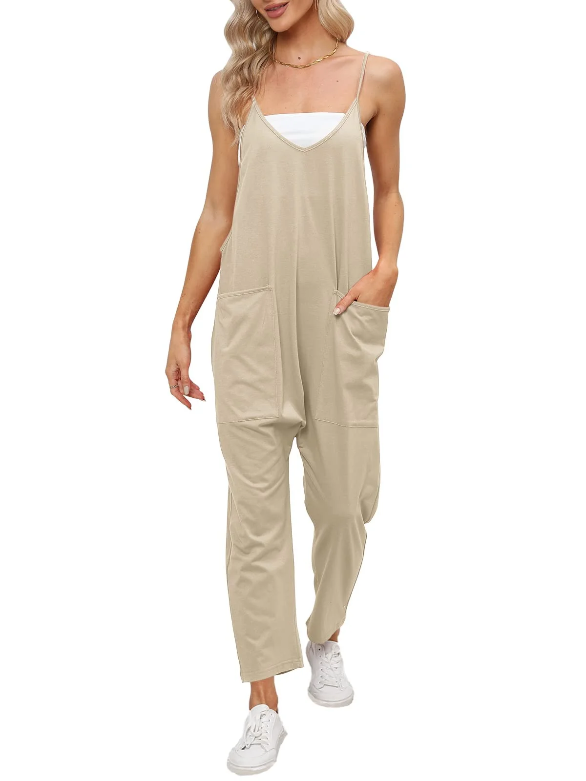 Cegerne Jumpsuit Premaman Donna Estiva Senza Maniche con Tasche Grandi