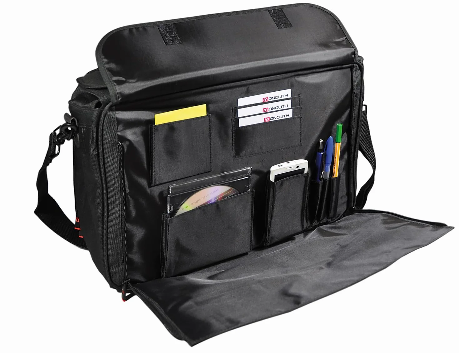 monolith 2000002168 - Valigetta da pilota morbida in nylon, valigetta portadocumenti 21 litri, scomparto per laptop da 15,6 pollici, nero