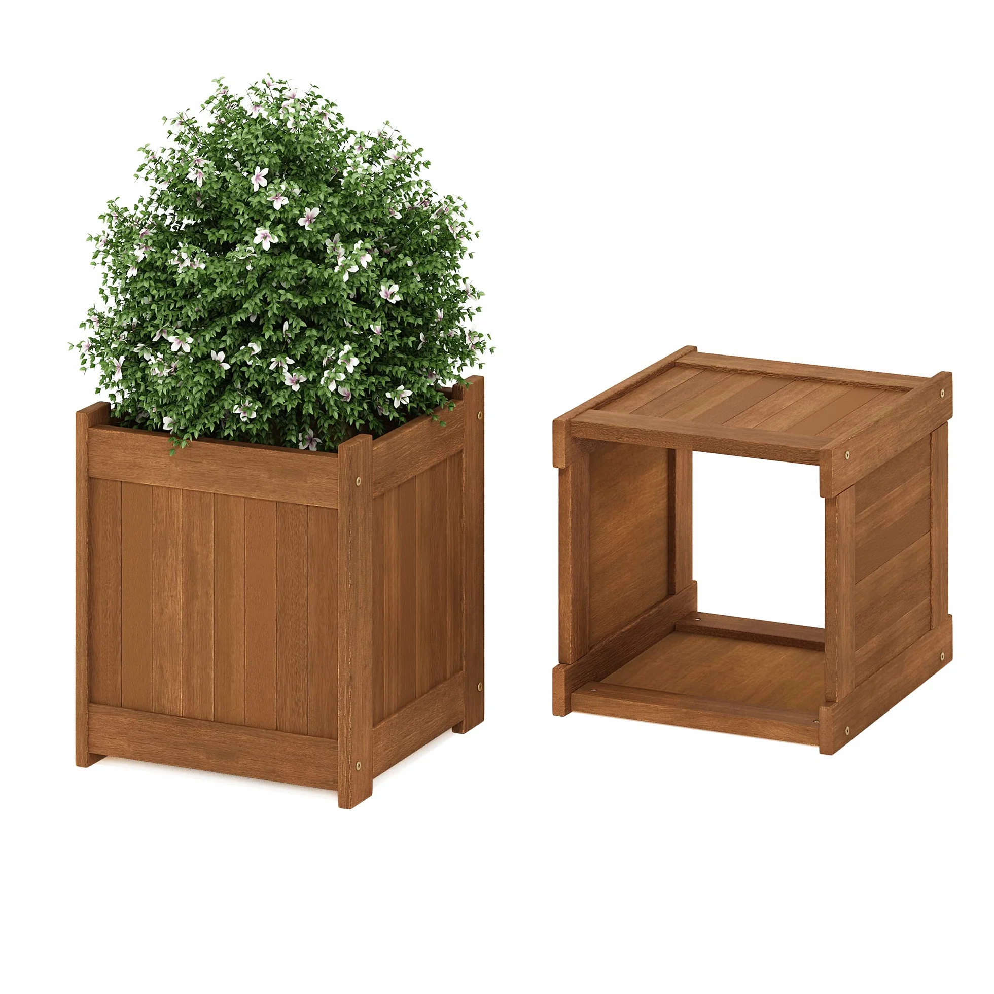 Furinno Tioman Fioriera, in Legno, 44.96 x 39.12 x 39.12 cm, Naturale