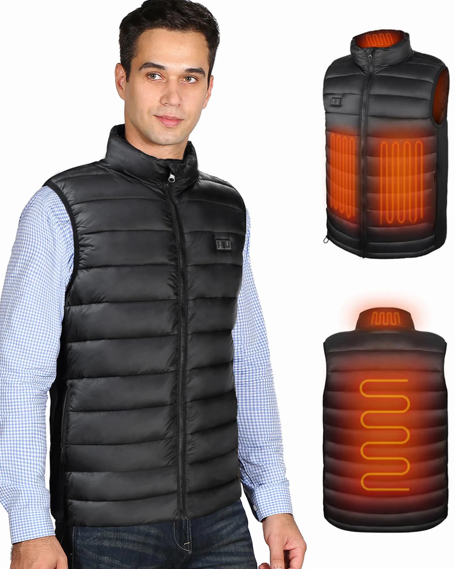 Gilet Riscaldato Uomo, Smanicato Riscaldato Uomo, Gilet Riscaldante uomo con Batteria 10000mAh,3 Livelli Di Temperatura,Ideale Per Lavoro All’Aperto, Escursioni, Pesca, Inverno