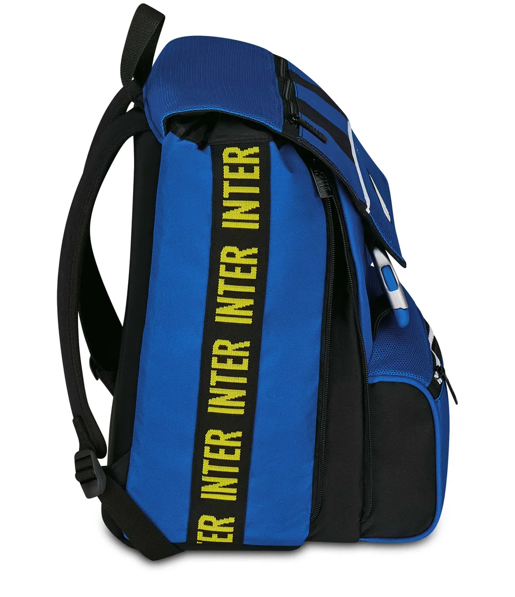 Seven Inter Zaino Calcio Doppio Scomparto Estensibile, Blu, Maxi Capienza, Schienale Preformato, Bambino, Elementare