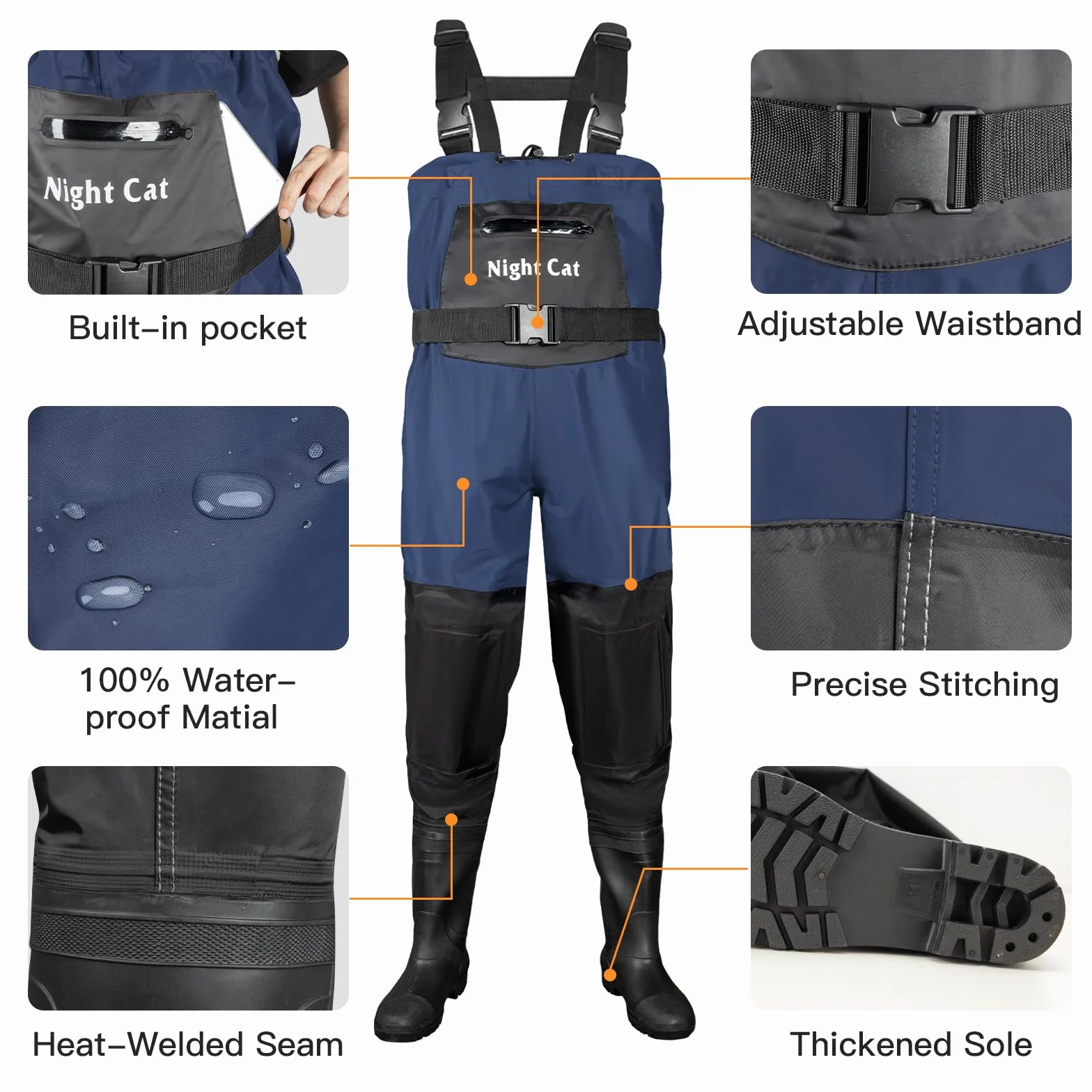 Night Cat Waders Scafandro da Pesca: Trampolieri Stivali da Pesca per Uomo Donna Impermeabili
