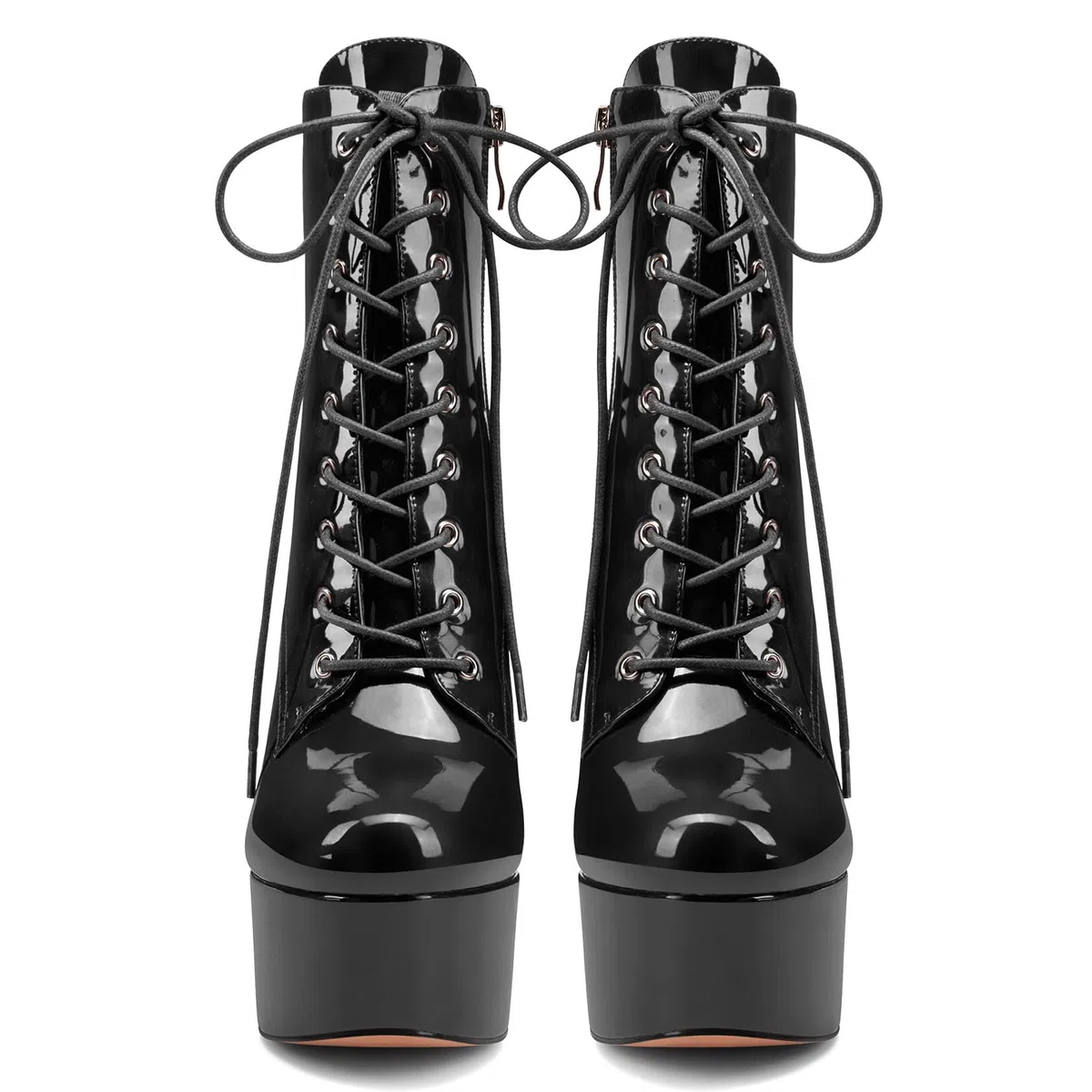 NobleOnly Scarpe col Tacco Donna Plateau Stivali alla Caviglia Lacci Polacchine 16CM High Heels