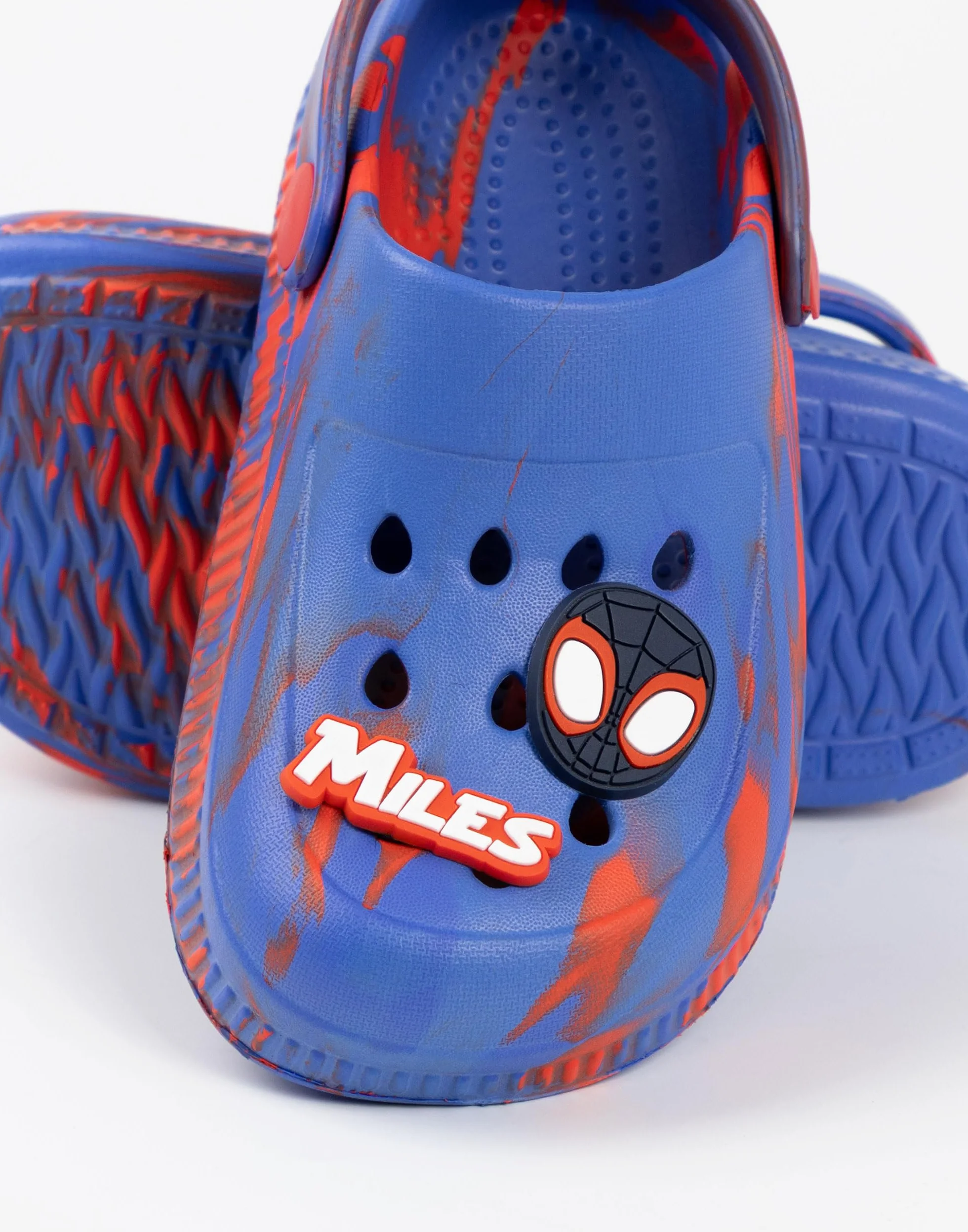 Marvel Zoccoli per Bambini Spidey e i Suoi Fantastici Amici in Blu e Rosso | Calzature Casual estive da Spiaggia | Design Ragnatela con Spidey e Miles | Scarpe Unisex per Bambini