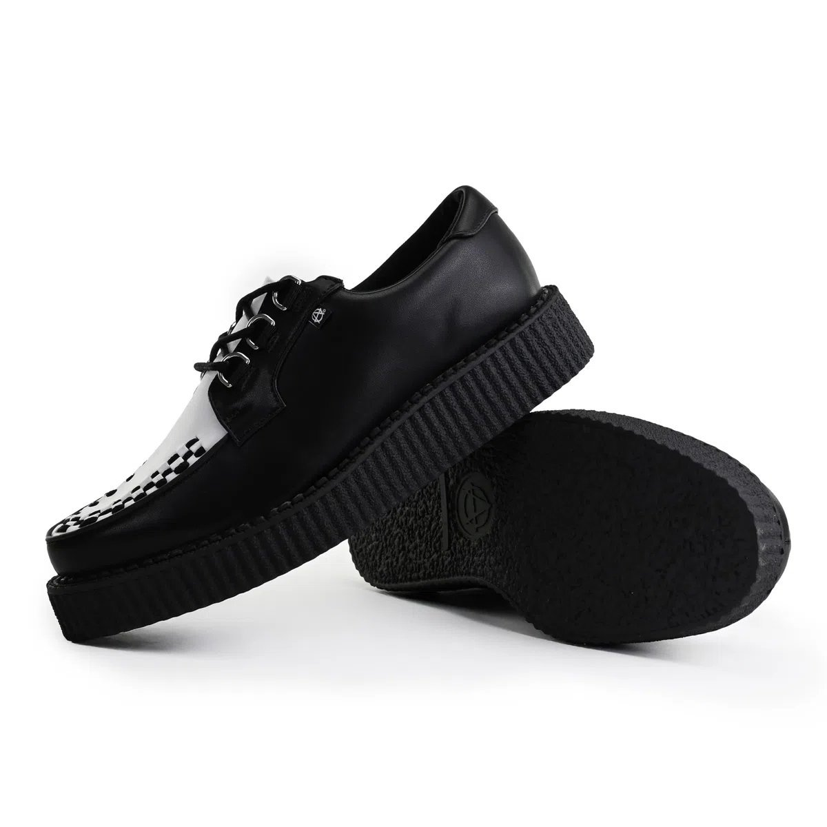 T.U.K Anarchic Creeper Scarpe in Pelle per Uomo e Donna - Scarpe Gothic e Punk Rock - Creeper da Bordello - Scarpe con Zeppa Stringate