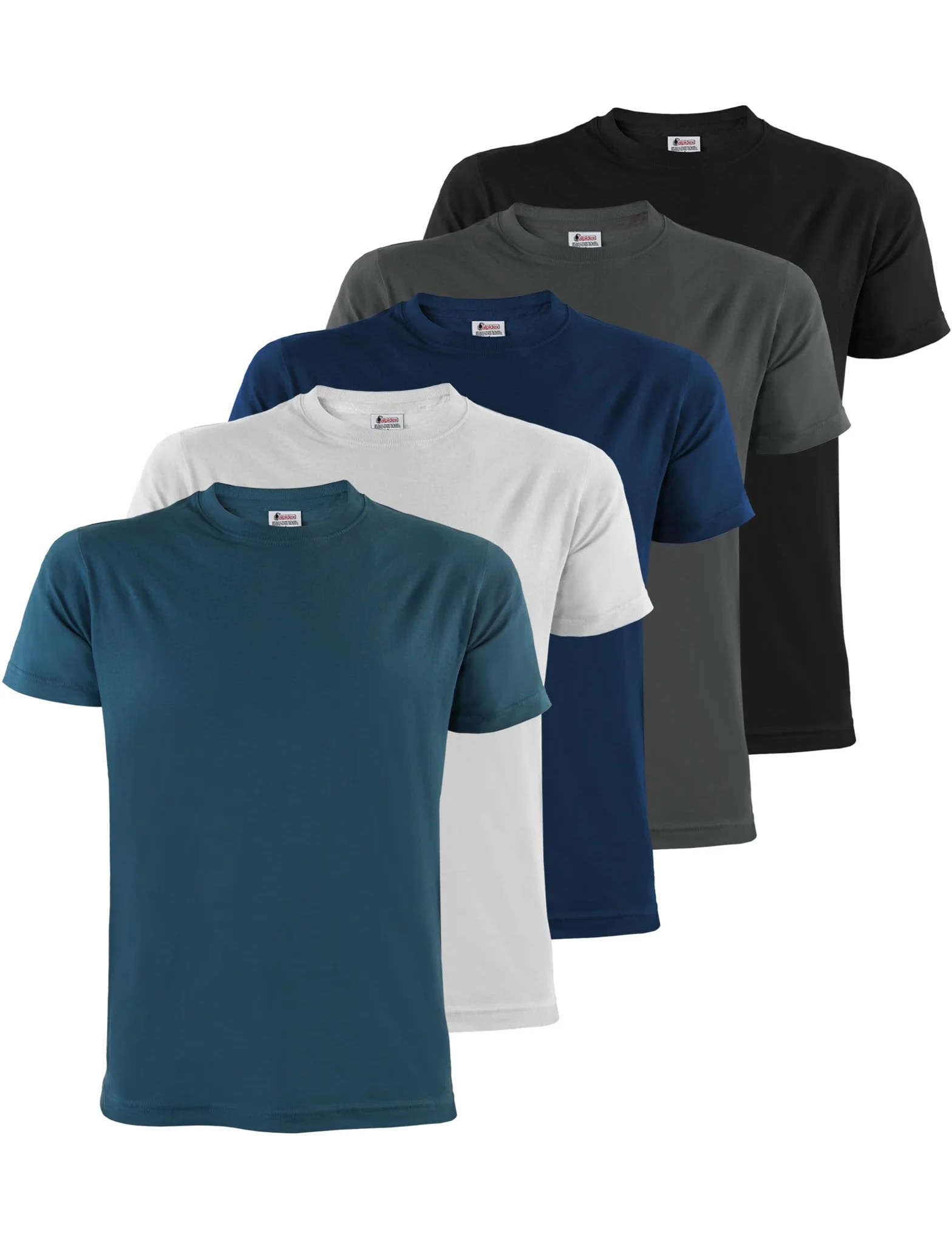 ALPIDEX T-Shirt Uomo Confezione da 5 Girocollo 100% Cotone Manica Corta Basic Casual Tinta Unita
