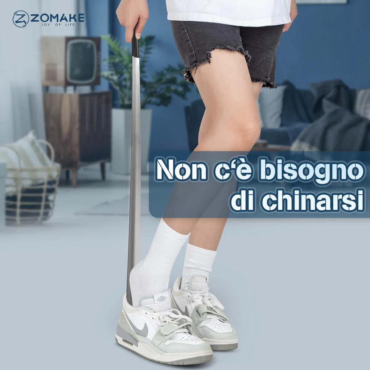 ZOMAKE Calzascarpe Lungo, Calza Scarpe Metallo Extra Lungo, Calzante per Scarpe Acciaio Inossidabile, Shoe Horn per Uomini Donne Anziani