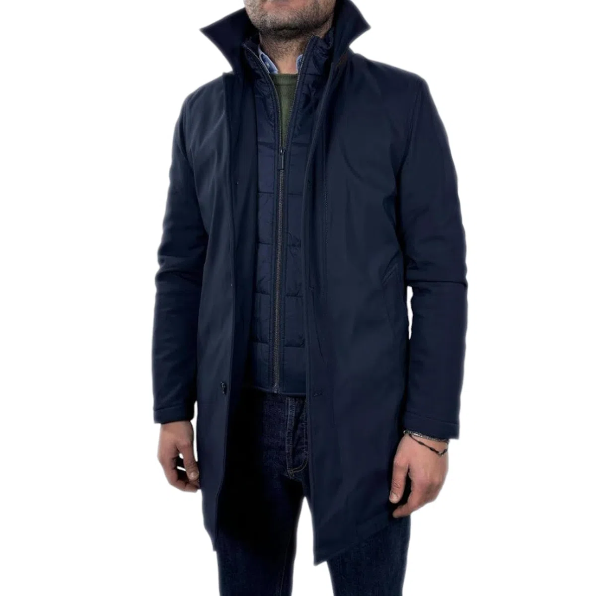 Cappotto Impermeabile da Uomo Invernale Taglio Lungo Trench Eegante Imbottito Giacca Casual Con Gilet Removibile Linea Sartoriale Giubbotto Classico
