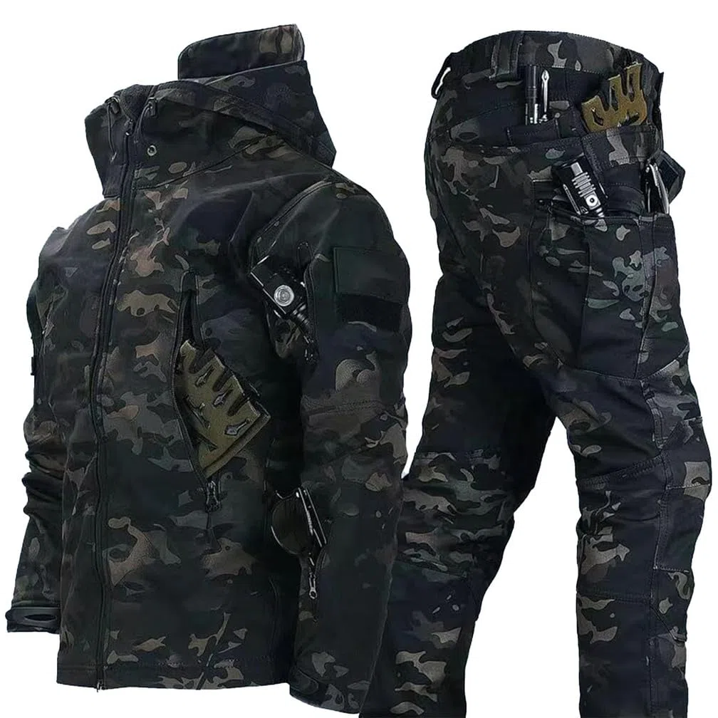 Tuta Tattica, Set Giacca E Pantaloni Tattici da Uomo, Set Tute da Combattimento Militari Impermeabili, Abbigliamento Mimetico Tattico da Caccia, Giacca, Camicia E Pantaloni