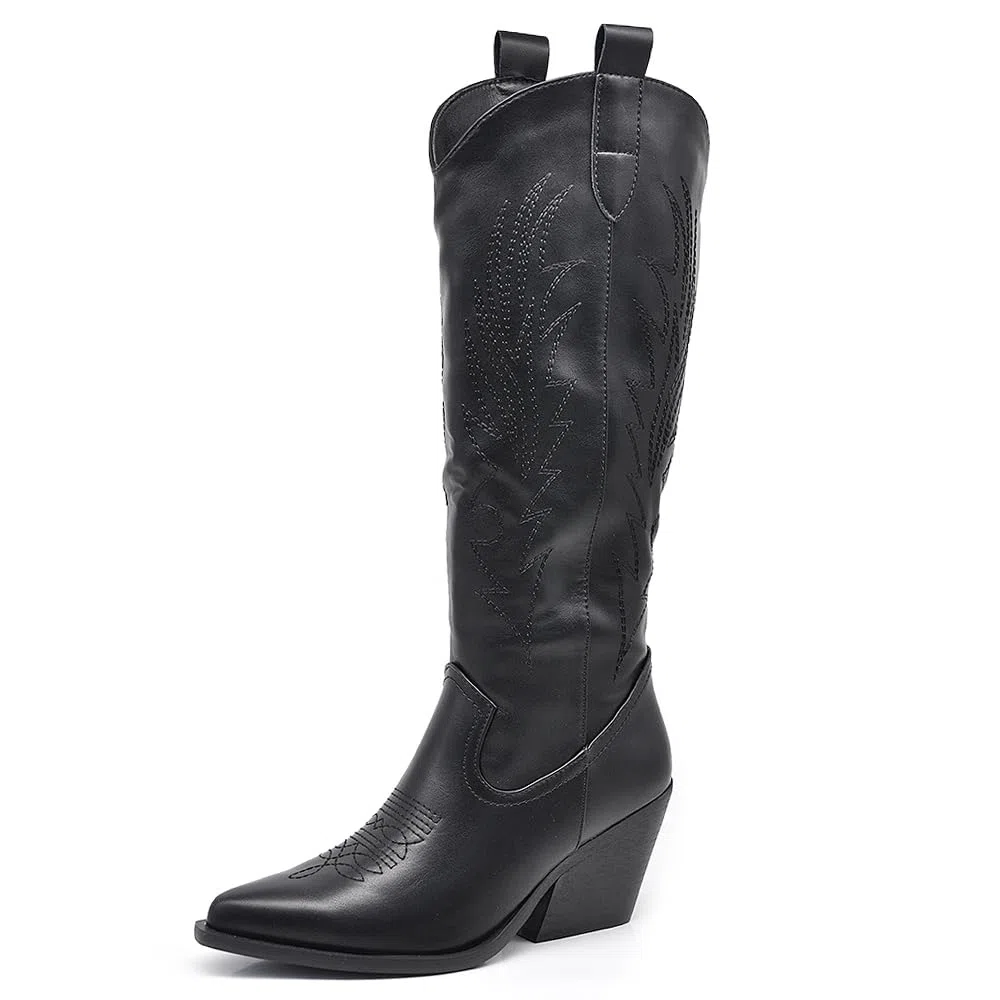 IF Fashion Stivali Cowboy Western Texani Scarpe da Donna A Punta Camperos GA021 Nero N.40