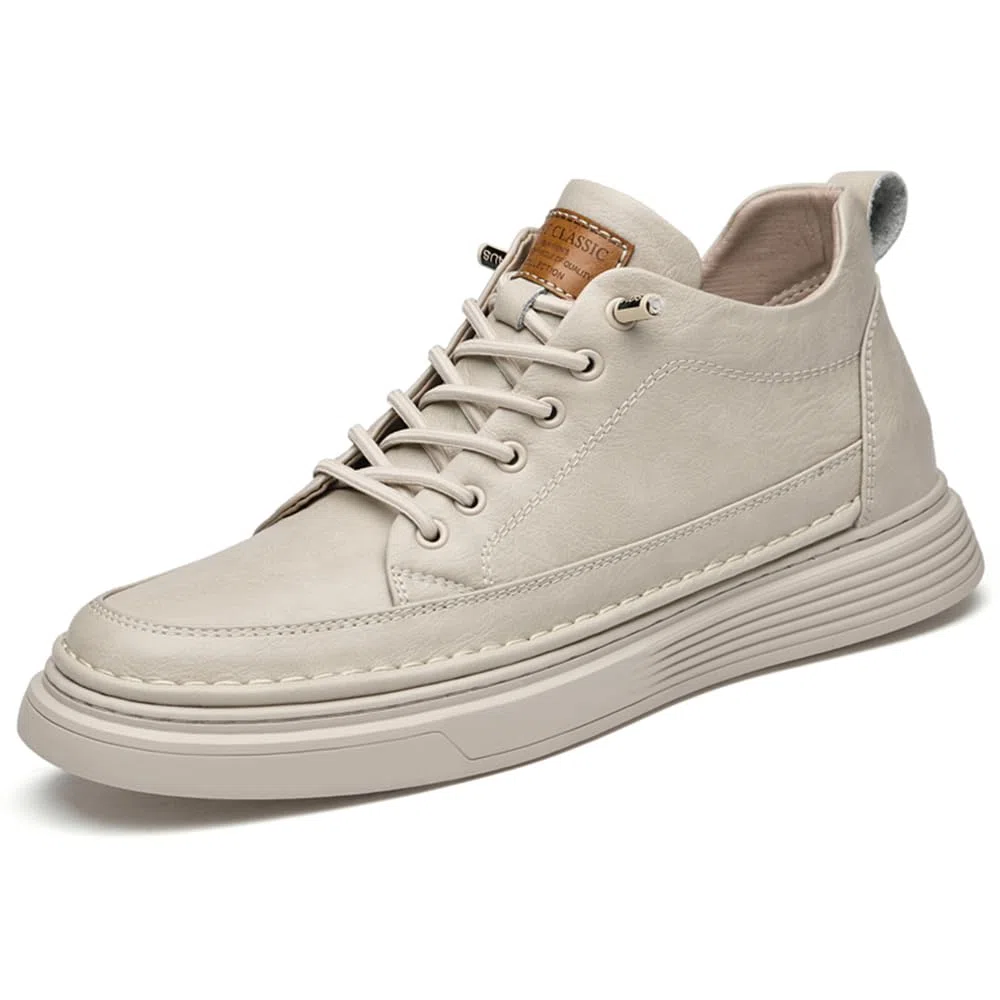 Scarpe Casual da Uomo Altezza Invisibile in Pelle Scarpe Sportive Stringate Moda Traspirante Confortevole e Leggera