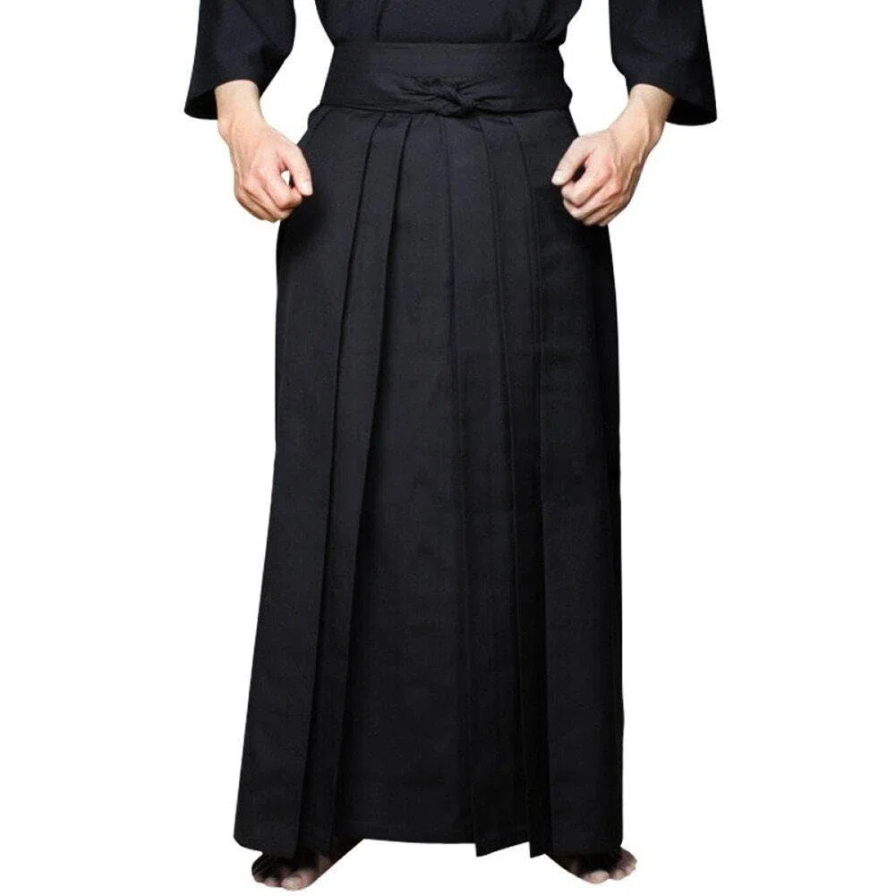 Kendo Hakama Pants Unisex Black Giapponese Trad -Marziale Abbigliamento Sportivo Abbigliamento Sportivo Aikido Hapkido Hakama Uniforme per Uomini Donne