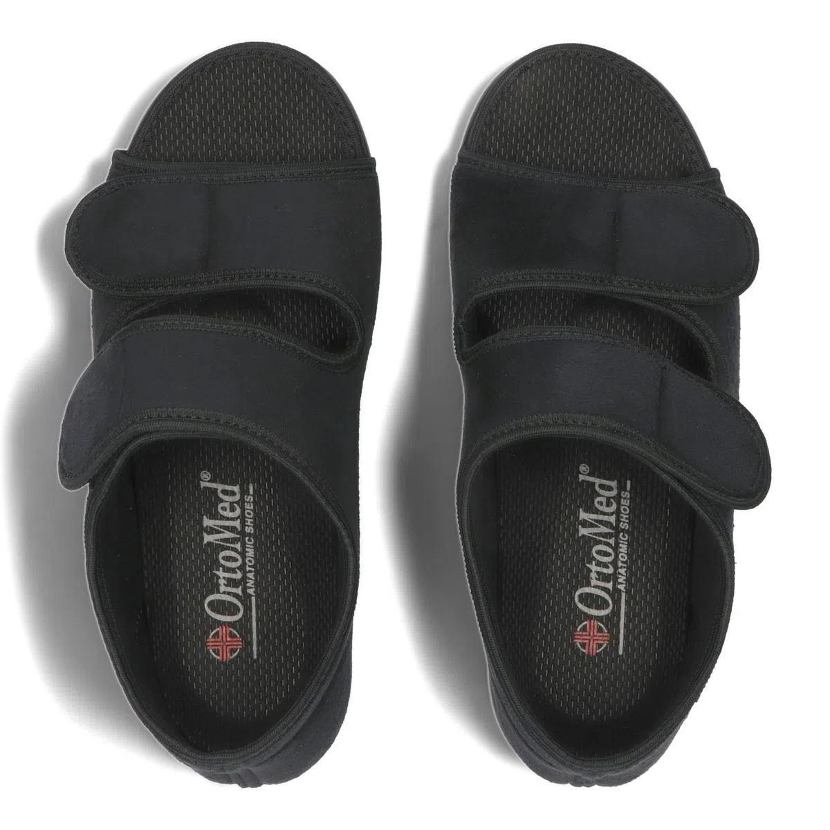 Scarpe Ortopediche Aperte Donne Uomo Larghezza Regolabile Soletta Ortopedica Strappo Microvelour Nero Unisex 36-46 EU