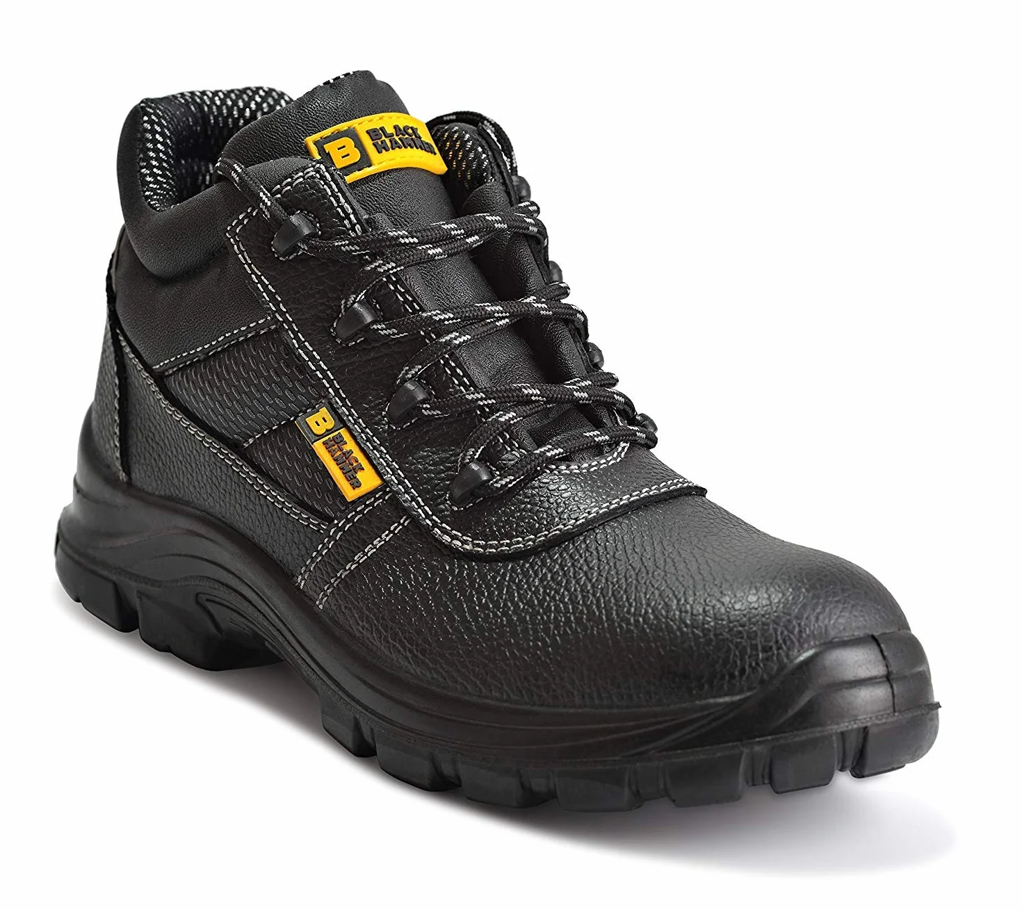 BLACK HAMMER Stivali Maschili in Pelle Scarpe Antinfortunistiche Impermeabili S3 SRC Scarpe da Lavoro in Pelle con Punta in Ferro 1007