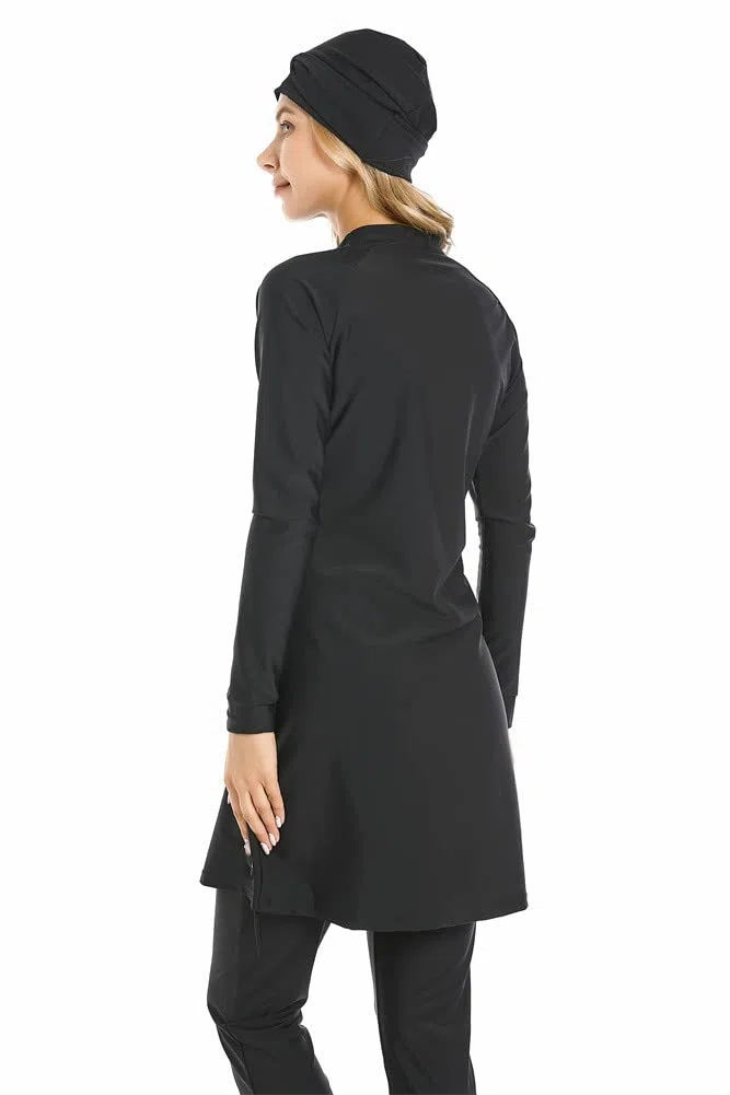 Costumi da Bagno Modesti da Donna Hijab Sport Costume da Bagno a Maniche Lunghe 3pcs Burkini Islamico Costume da Bagno