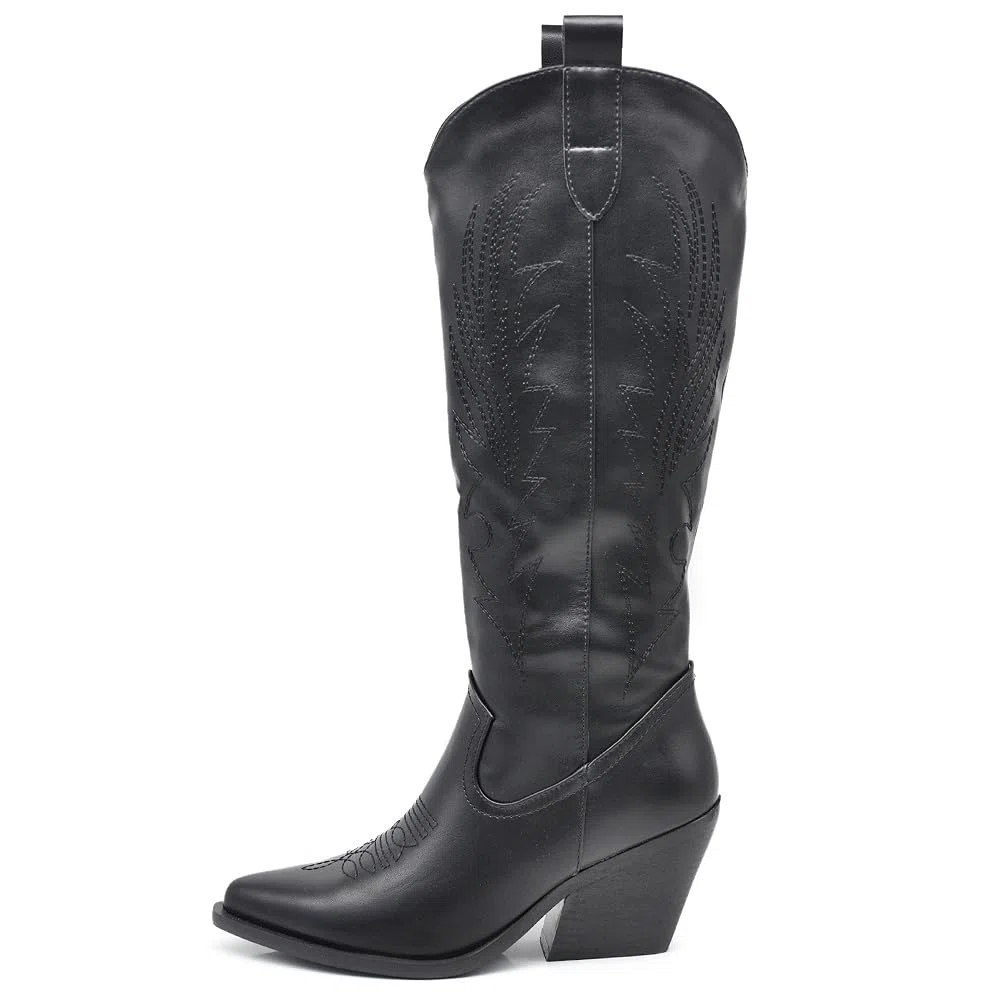 IF Fashion Stivali Cowboy Western Texani Scarpe da Donna A Punta Camperos GA021 Nero N.40