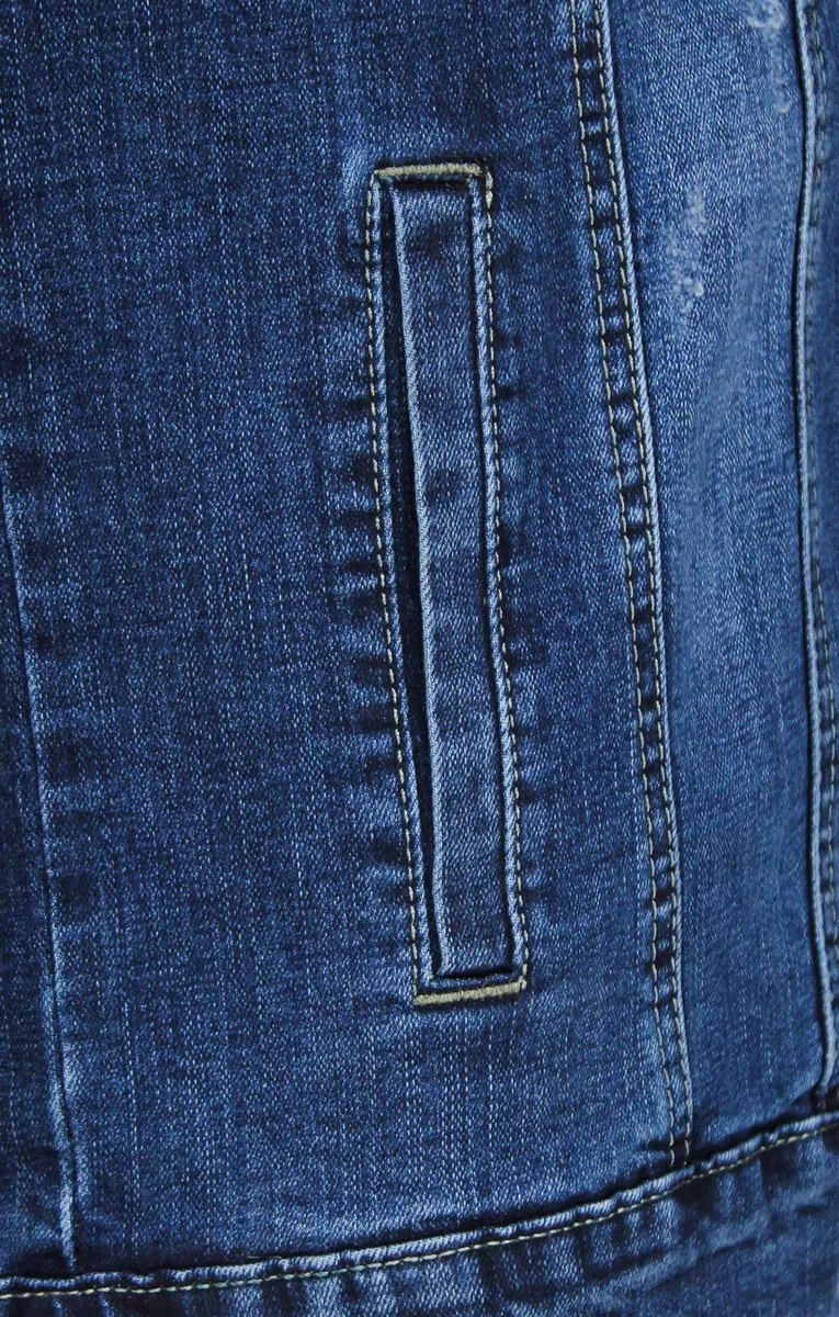 Evoga Giubbotto di jeans uomo casual denim giacca giubbino moto slim fit Jacket