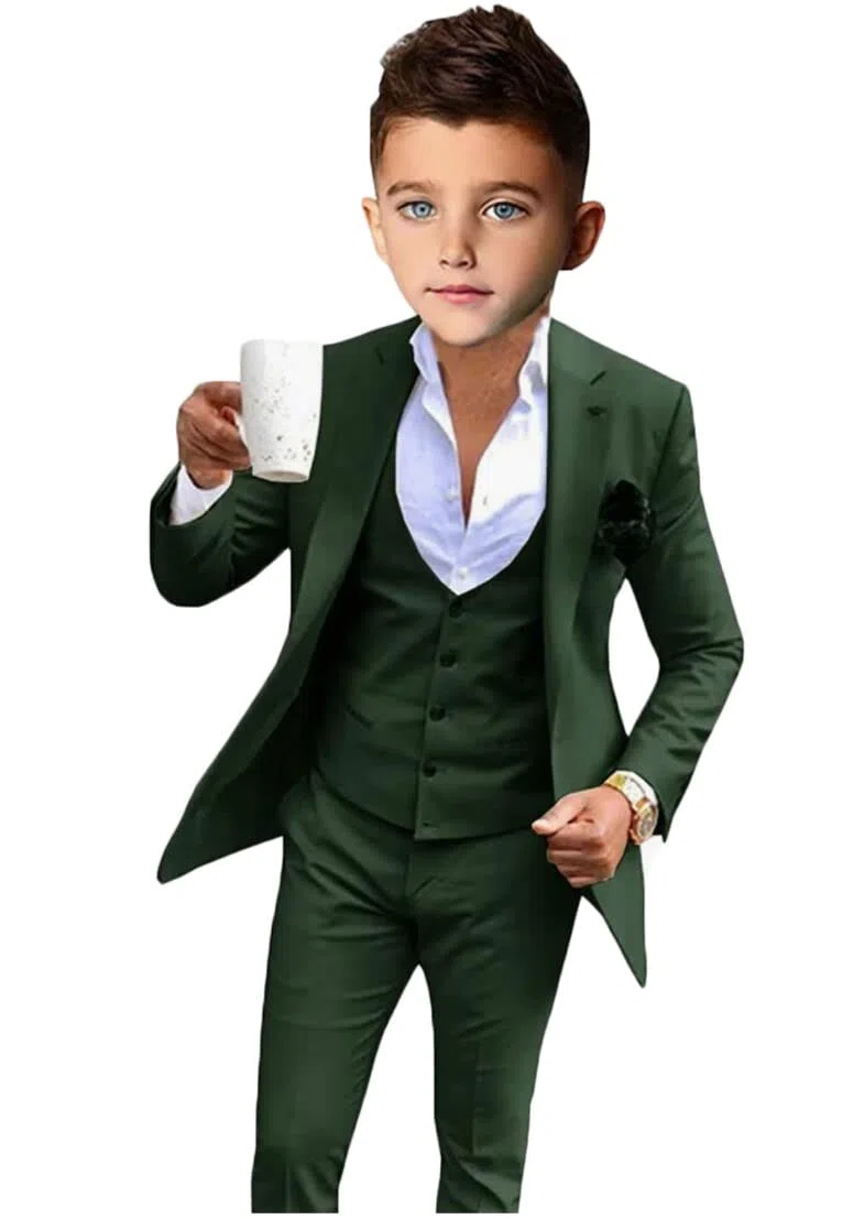 3 pz ragazzo vestito per matrimonio picco risvolto fiore ragazzo abiti slim fit ragazzi formali smoking ragazzi partito vestito