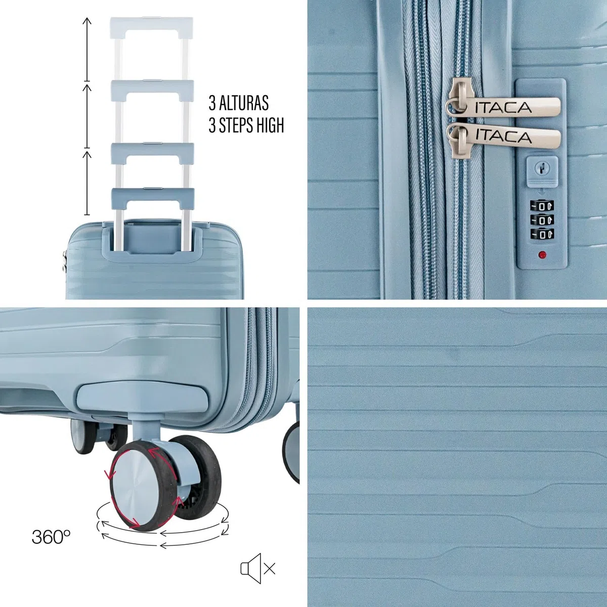 ITACA - Trolley Bagaglio A Mano 55x40x20 leggero rigido con ruote girevoli ideale per viaggi in cabina Valigia Bagaglio A Mano compatibile Ryanair. Lucchetto a Combinazione. Estensibile, Cowboy blu