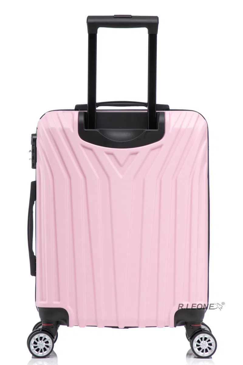 R.Leone Valigia da 1 Fino a Set 4 Trolley Rigido grande, medio, bagaglio a mano 55x40x23 cm Wizz, ITA Airways e bagaglio 45x36x20 cm EasyJet in ABS 9001 (Rosa Pastello, M Valigia Medio)