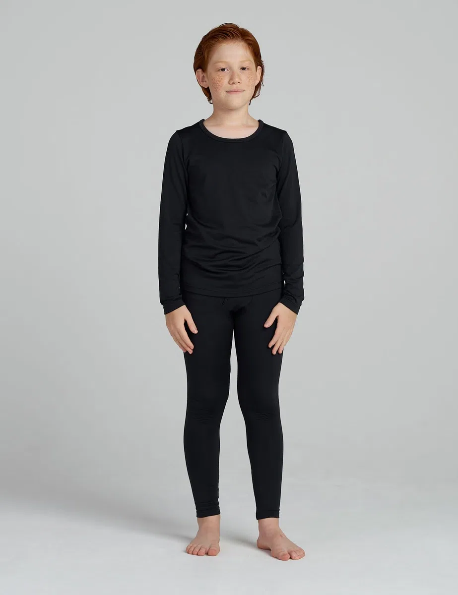 LAPASA Set Termico Intimo Bambino Caldo Leggero Strato Base Maglia a Maniche Lunghe e Pantaloni B03
