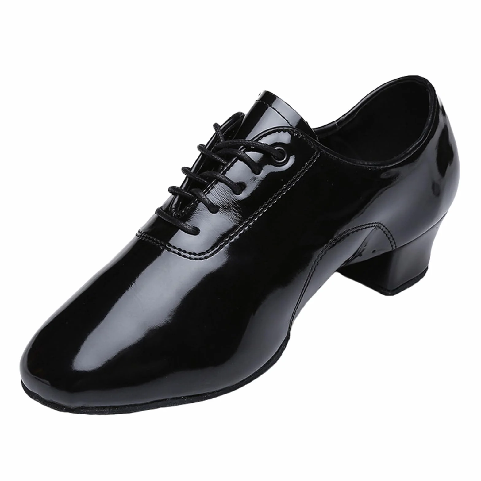 Scarpe da Ballo Latino Uomo Suola Divisa Interna Pelle Verniciata Tacco Basso Traspirante