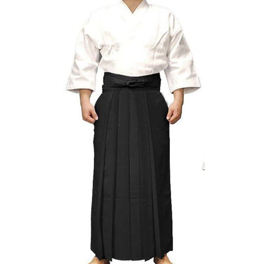 Kendo Hakama Pants Unisex Black Giapponese Trad -Marziale Abbigliamento Sportivo Abbigliamento Sportivo Aikido Hapkido Hakama Uniforme per Uomini Donne