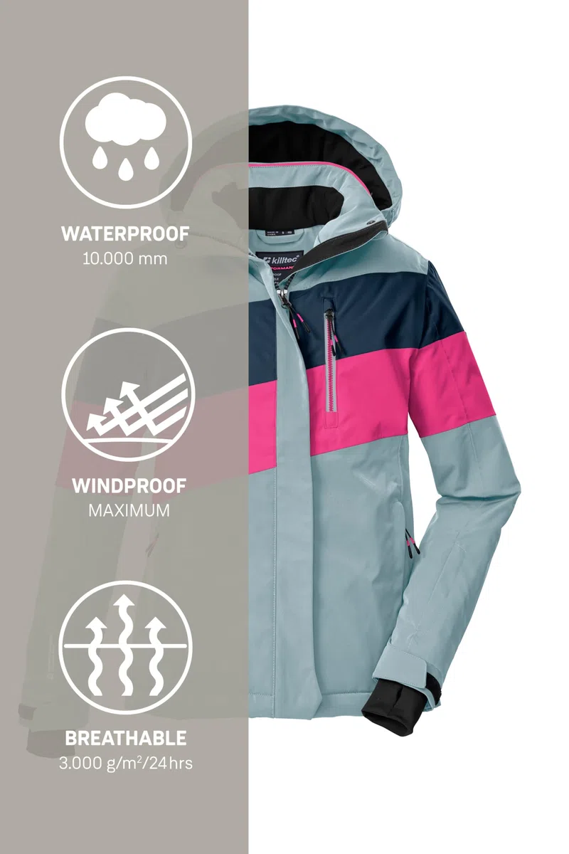 Killtec Ksw 197 Grls Ski Jckt Giacca da sci/giacca funzionale con cappuccio e paraneve Bambine e ragazze