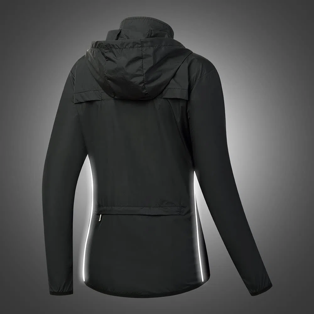 WOSAWE Giacca a Vento Con Cappuccio Da Equitazione Da Donna Maglia Da Ciclismo Leggera e Antivento Impermeabile Da Corsa Sport Asciugatura Rapida(Nero M)