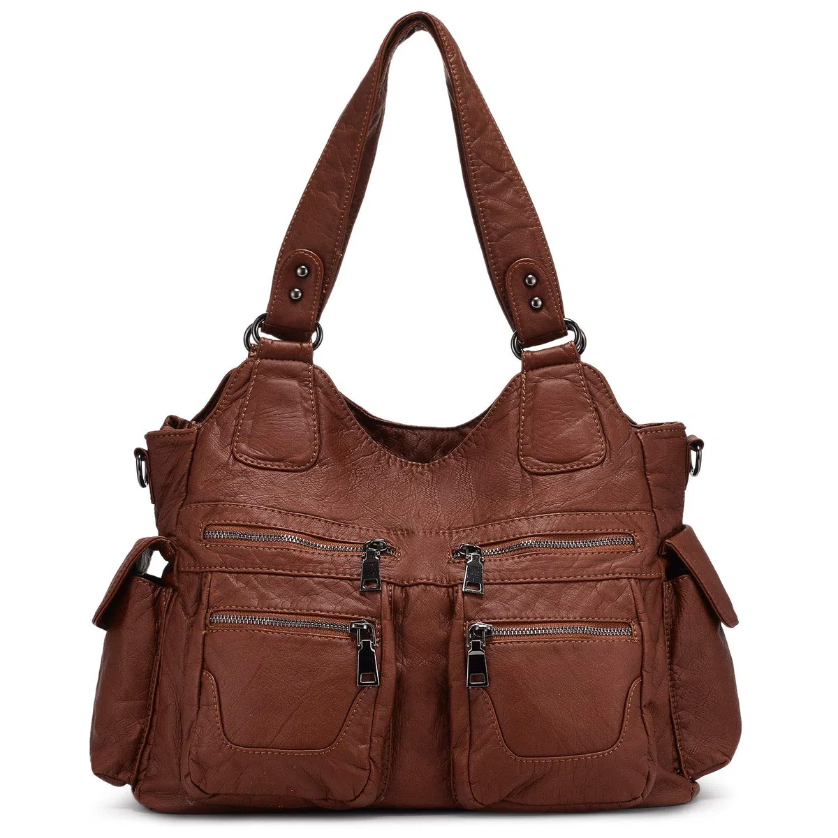 BAIGIO Borsa da donna in morbida pelle lavata Hobo borsa a tracolla a tracolla con manico superiore borsa da donna con tracolla staccabile