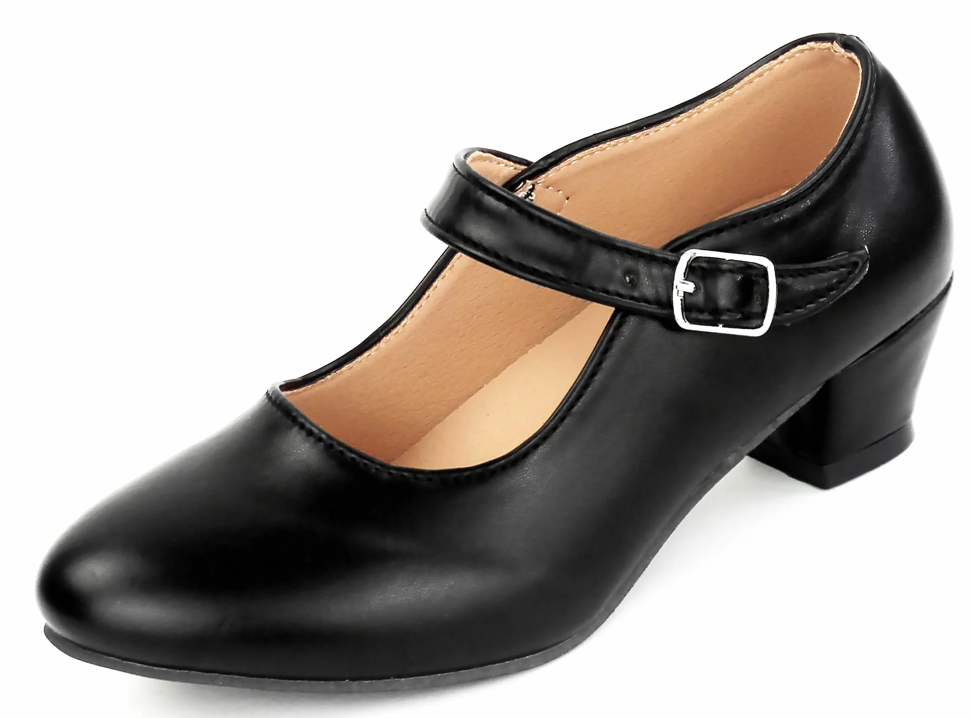 Scarpe Fenicottero Bambina Ballo Danza Sevillanas con Tacco Cinghia Regolabile, Suola Antiscivolo