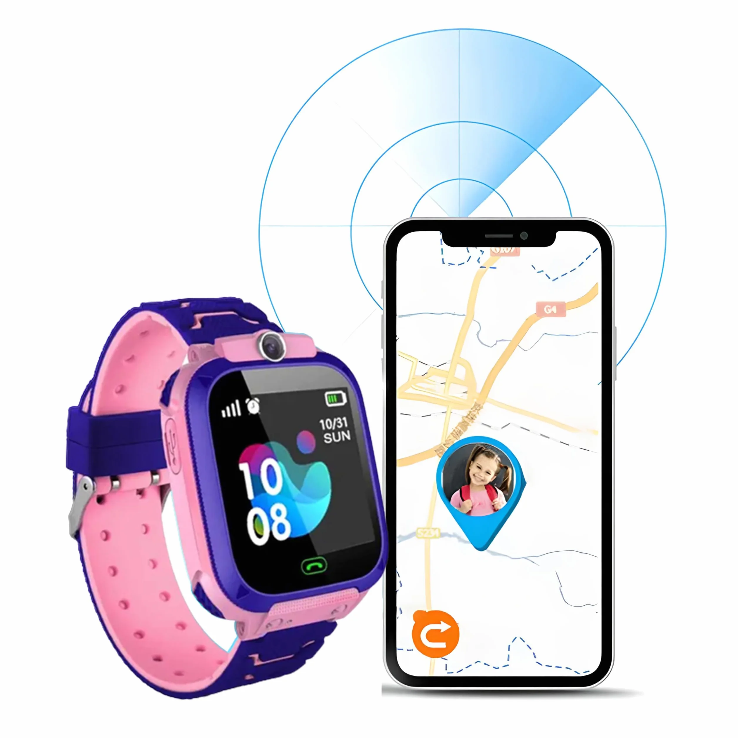 Retoo Smart Watch per bambini bambino orologio da polso intelligente GPS SOS chiamata cellulare con musica, sveglia, modalità scuola, torcia