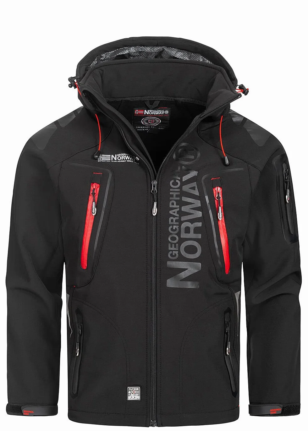 Geographical Norway Techno Men - Giacca Cappuccio Softshell Impermeabile Uomo - Giacca Vento Tattica Da Esterno - Escursionismo Sci Autunno Inverno Primavera