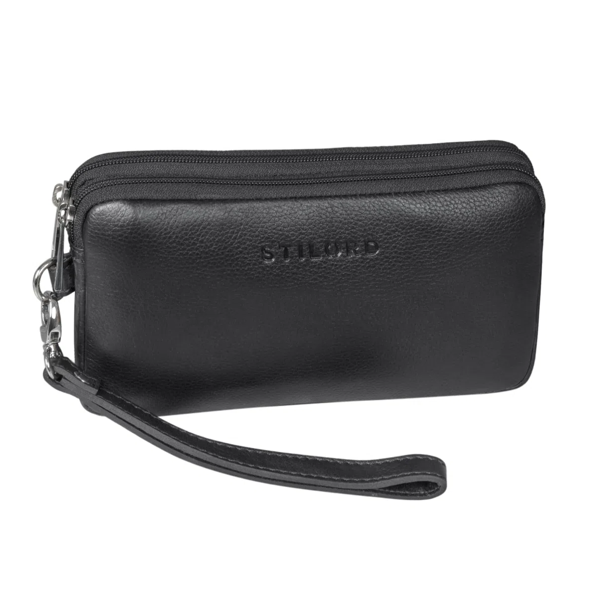 STILORD "Richie" Pochette da Polso Uomo Vera Pelle Borsello Piccolo a Mano per Cellulare Viaggio Elegante Borsa Cinturino Polso in Pelle Pregiata Colore:nero