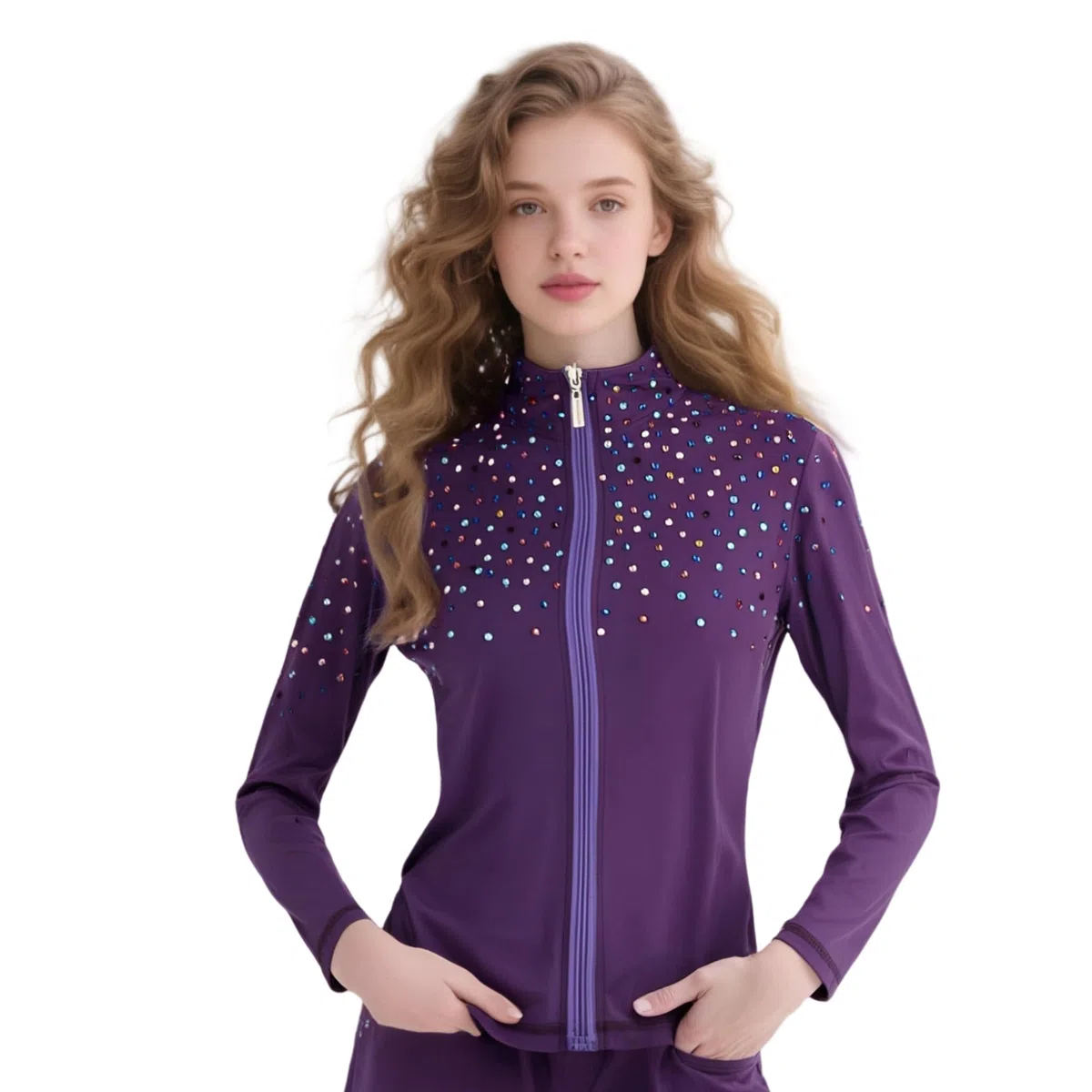 LIUHUO Giacca da pattinaggio su ghiaccio per ragazze con diamanti scintillanti vestito elasticizzato pattinaggio artistico fatto a mano prestazioni da competizione