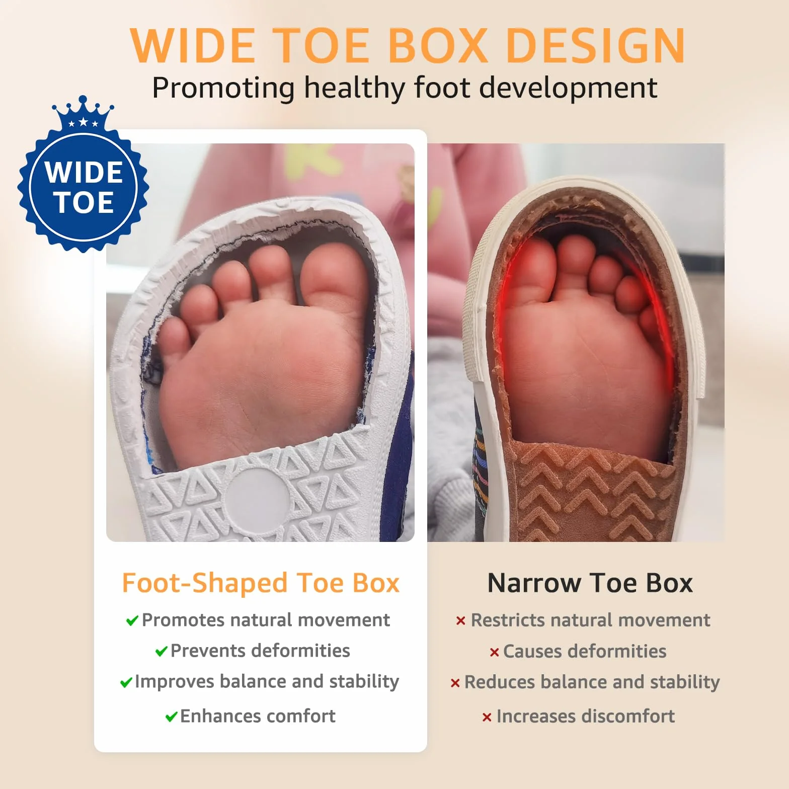 STQ KIDS Scarpe Bambini Barefoot Zero Drop Punta Larga Suola Bambina Bambino Ginnastica Antiscivolo per Primi Passi 21-29 EU
