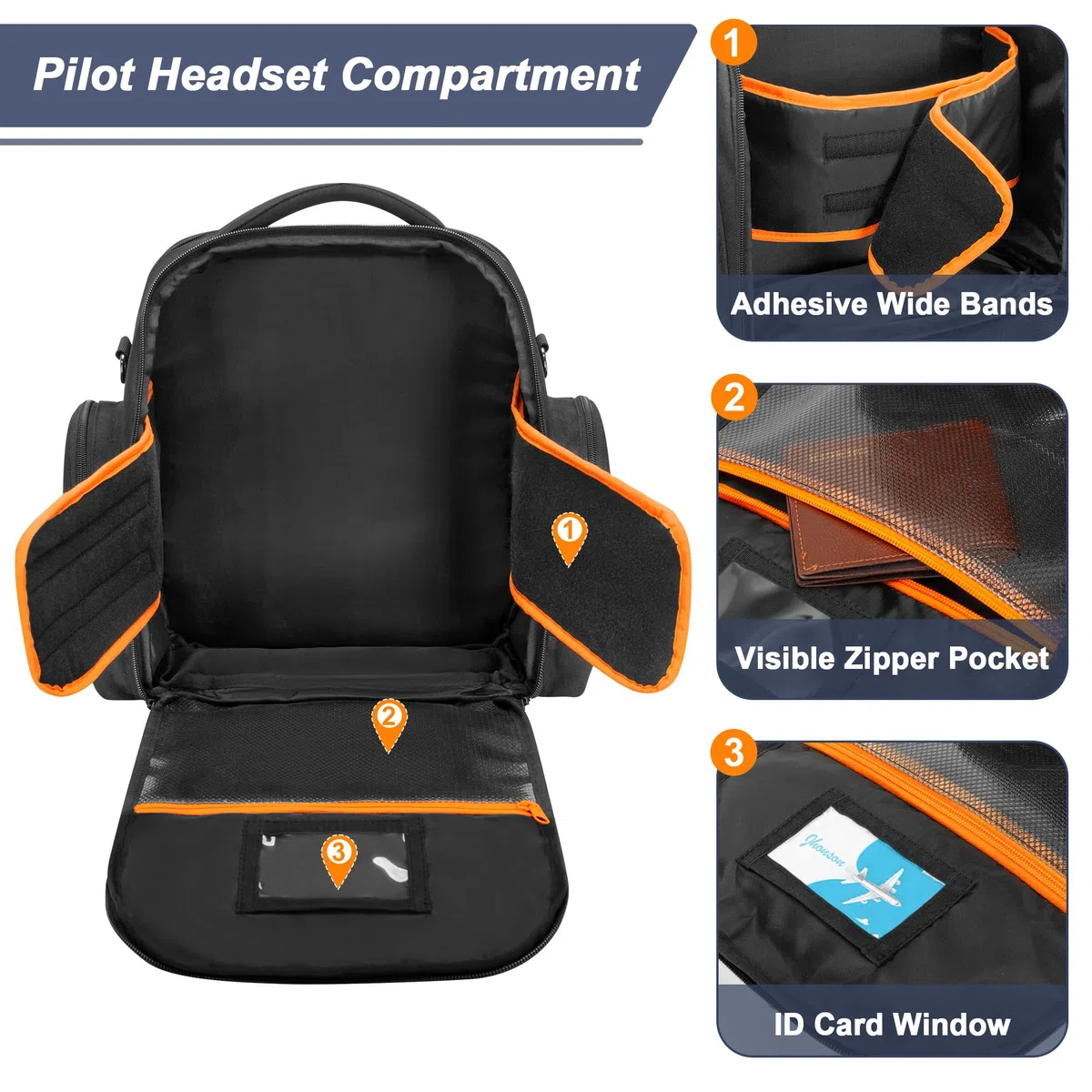 Damero Borsa per Cuffie Aeronautiche, Custodia Cuffie per Pilot di Grande Capacità per Auricolare Aeronautico, Ginocchia Pilota e Altro Ancora, Nero (Solo Borsa)