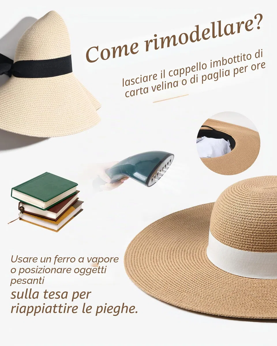 FURTALK Cappello Estivo Moderno per Donne Cappello a Visiera con Tesa Larga UPF50+ Cappello da Viaggio Estivo per la Spiaggia