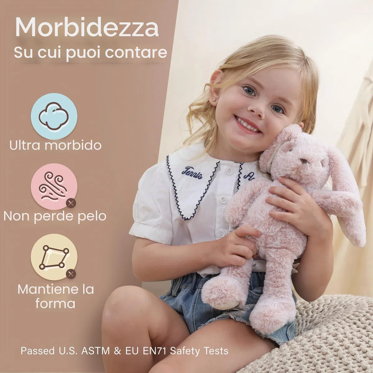 Moonkie Hug & Go Zainetto Bambina, Zaino Bambino Coniglio con Giochi Rimovibile, Zainetto Asilo Bambino 1 2 3 Anni, Zaini per Bambini in Peluche Morbide, per Asilo, Viaggio & Regali Bambini